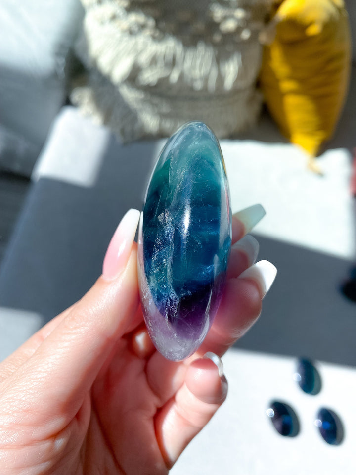 Deep, Rich Rainbow Fluorite Palm - Green, Blue, Purple - Get this EXACT Stone - Protection - Aura Cleanse - Communication - Visions