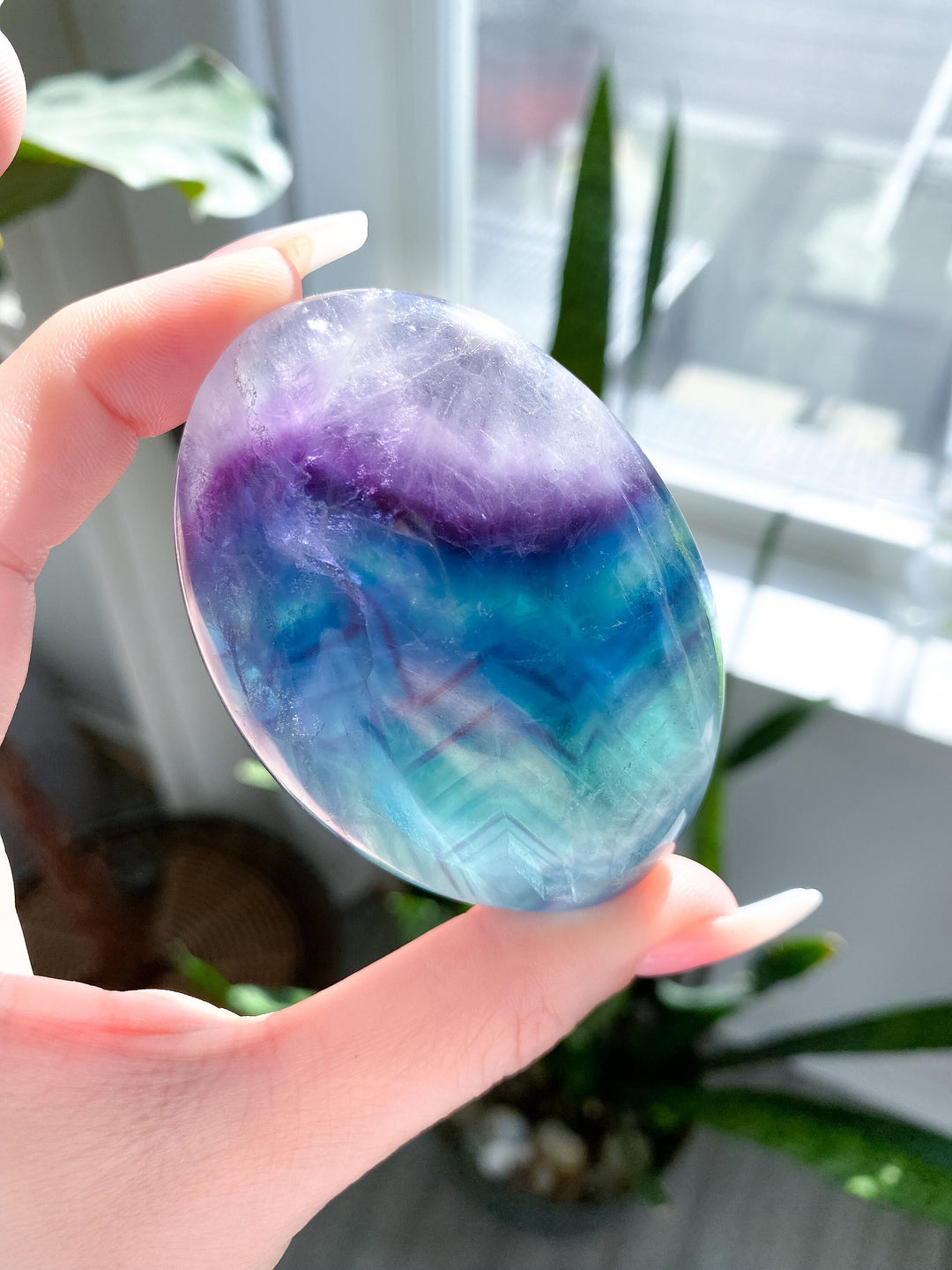 Deep, Rich Rainbow Fluorite Palm - Green, Blue, Purple - Get this EXACT Stone - Protection - Aura Cleanse - Communication - Visions