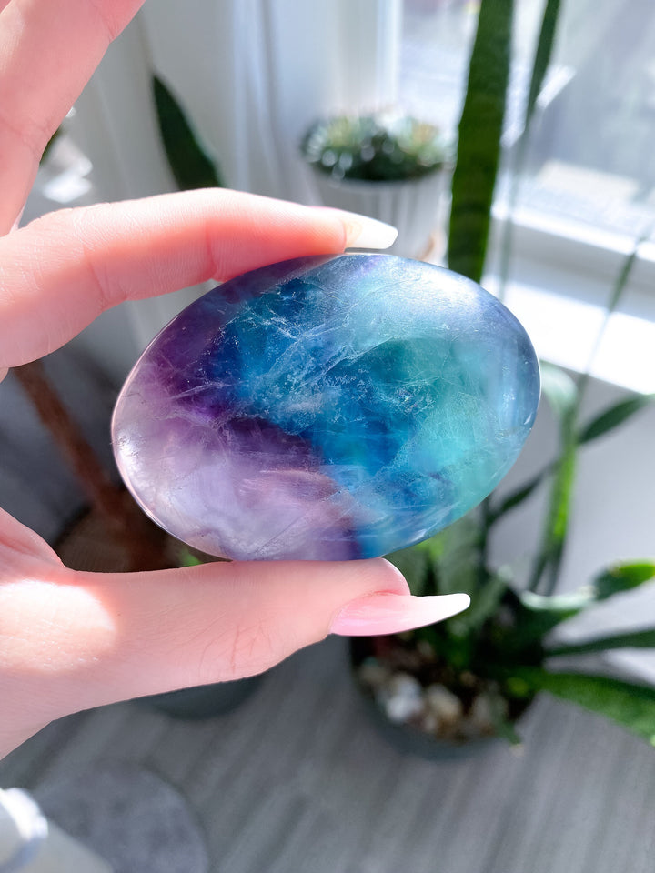 Deep, Rich Rainbow Fluorite Palm - Green, Blue, Purple - Get this EXACT Stone - Protection - Aura Cleanse - Communication - Visions