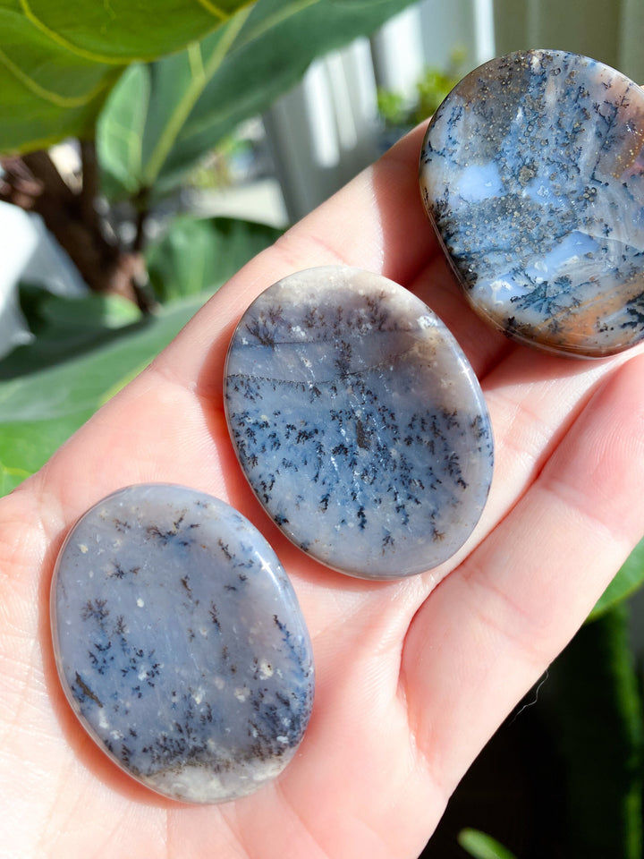 Moody, Grey Dendritic Agate Worry Stone