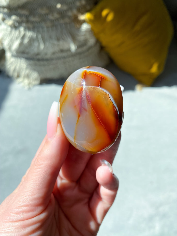 Duality Carnelian Palm Stone - Get Exact Crystal