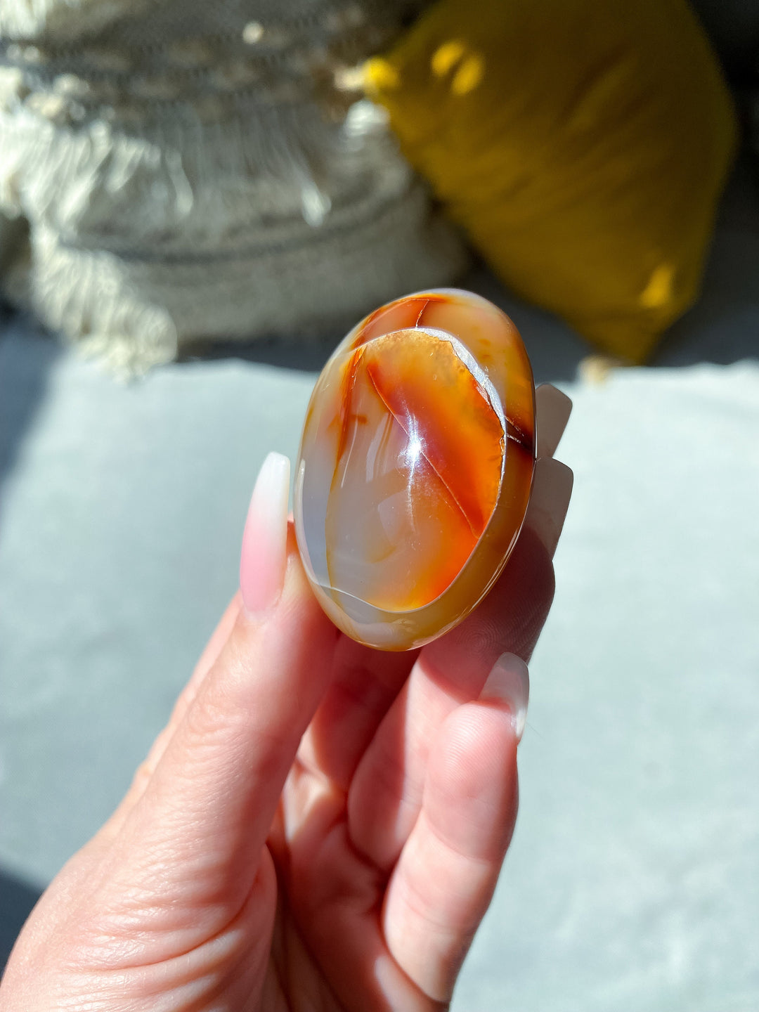 Duality Carnelian Palm Stone - Get Exact Crystal