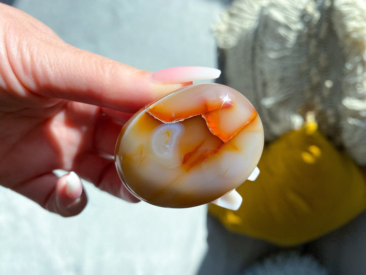 Duality Carnelian Palm Stone - Get Exact Crystal