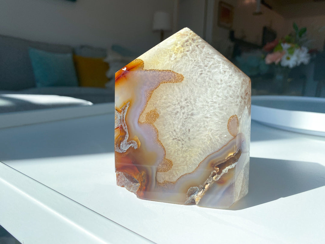 XL Rainbow Amethyst in Agate - Protection - Energy Cleanse Crystal - Calming Stone - Creativity - Crown, Third Eye Chakra