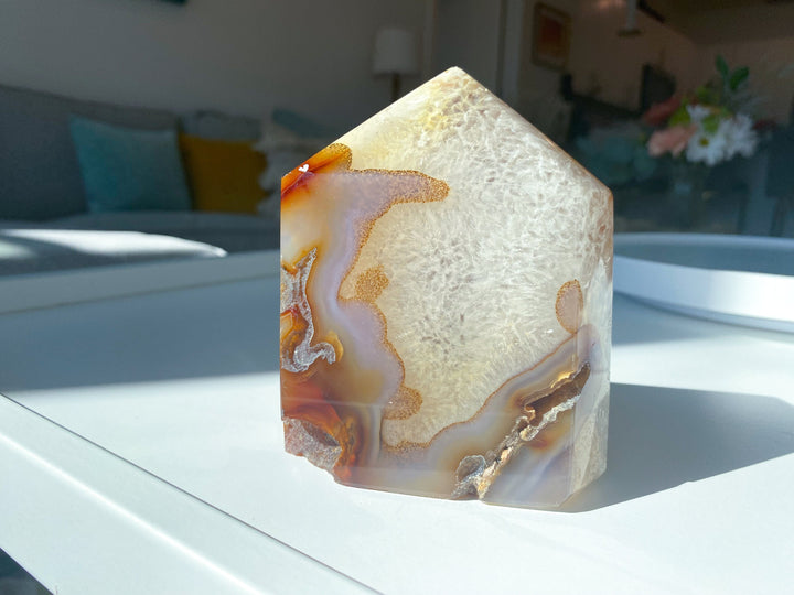 XL Rainbow Amethyst in Agate - Protection - Energy Cleanse Crystal - Calming Stone - Creativity - Crown, Third Eye Chakra
