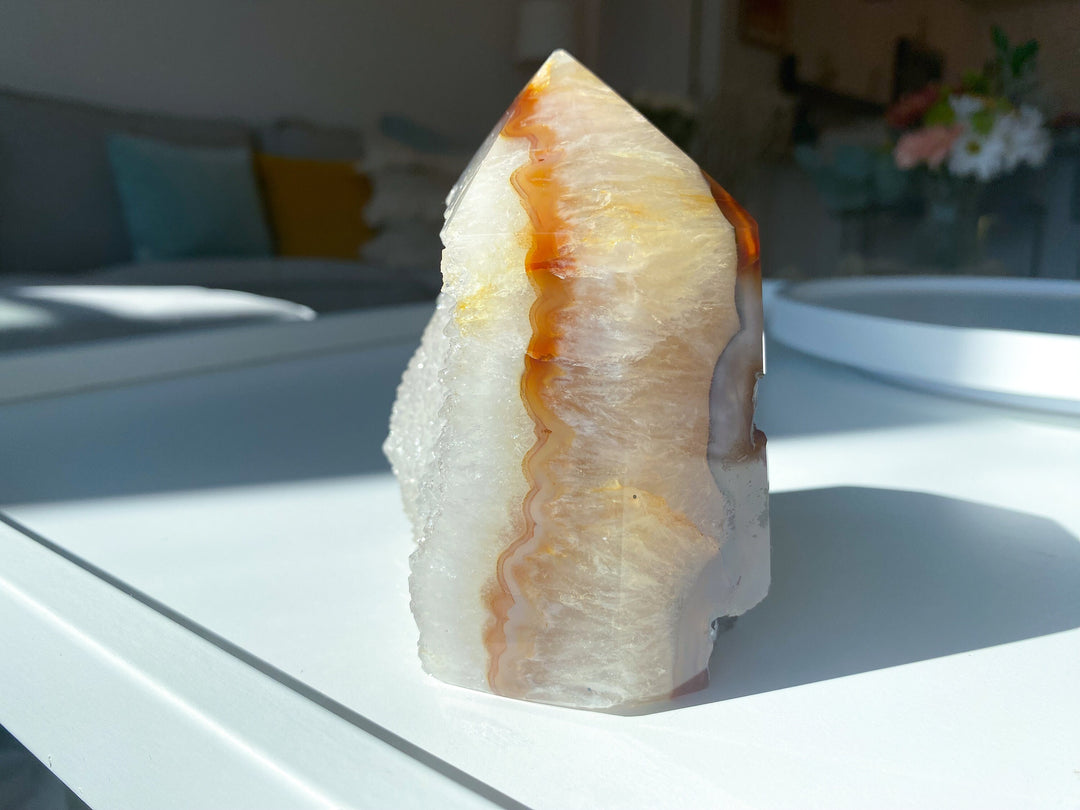 XL Rainbow Amethyst in Agate - Protection - Energy Cleanse Crystal - Calming Stone - Creativity - Crown, Third Eye Chakra