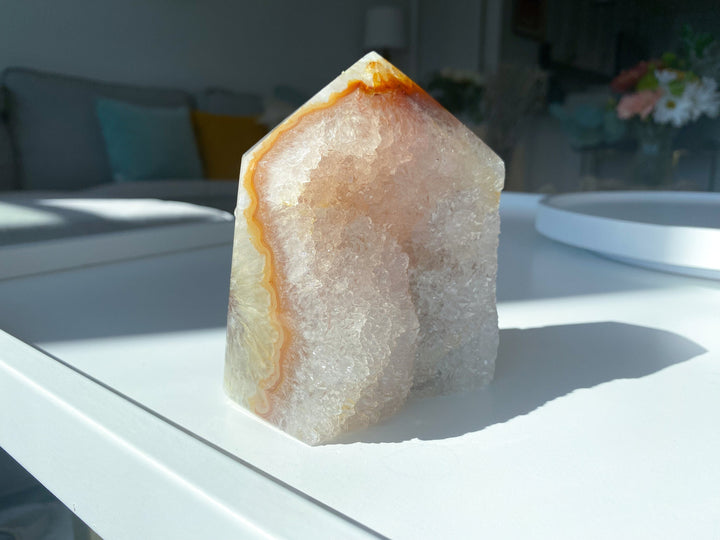 XL Rainbow Amethyst in Agate - Protection - Energy Cleanse Crystal - Calming Stone - Creativity - Crown, Third Eye Chakra