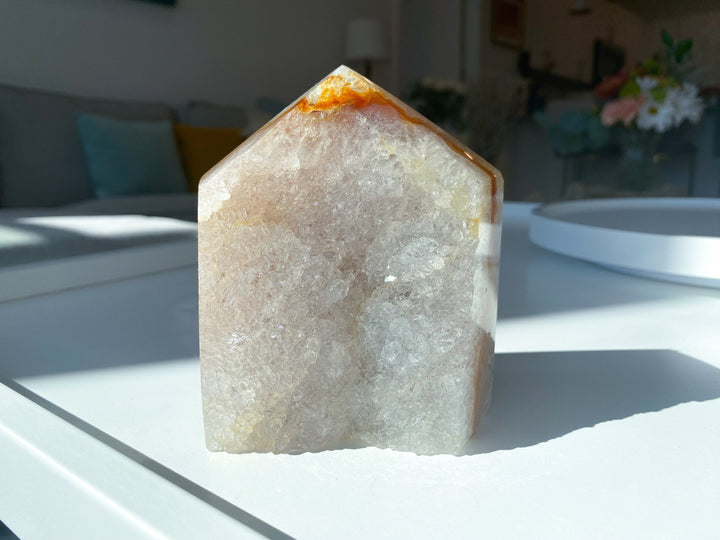 XL Rainbow Amethyst in Agate - Protection - Energy Cleanse Crystal - Calming Stone - Creativity - Crown, Third Eye Chakra