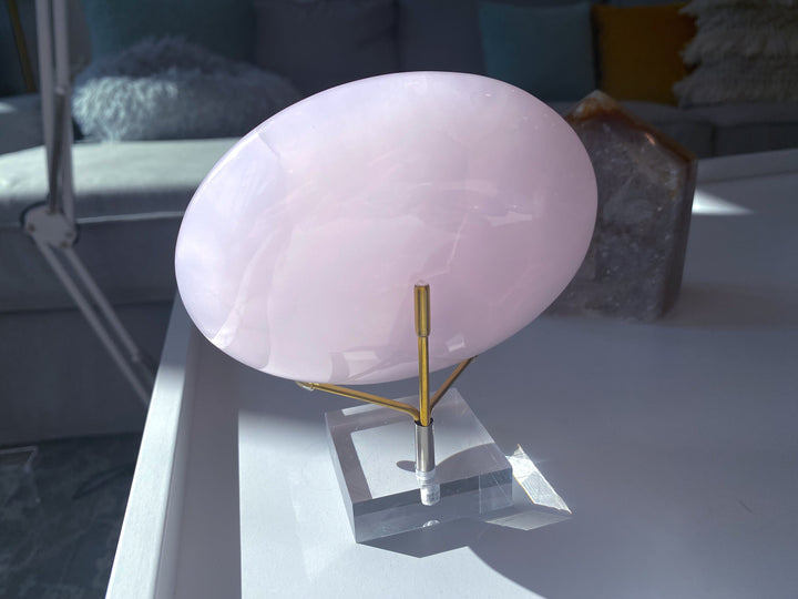 XL Pink Calcite Palm Stone - Divine Love - Forgiveness - Heart Chakra - Peace - Empathy