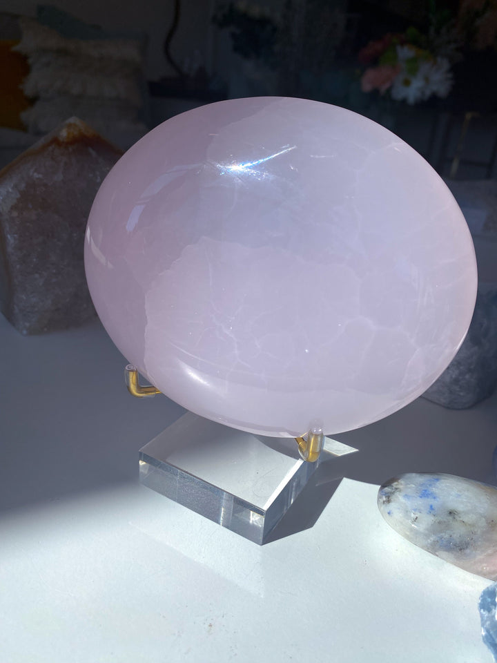 XL Pink Calcite Palm Stone - Divine Love - Forgiveness - Heart Chakra - Peace - Empathy