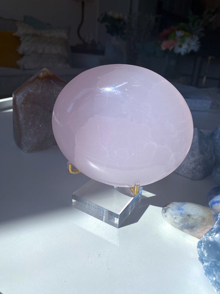 XL Pink Calcite Palm Stone - Divine Love - Forgiveness - Heart Chakra - Peace - Empathy