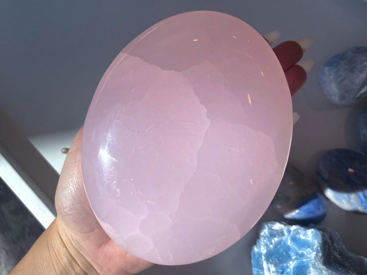 XL Pink Calcite Palm Stone - Divine Love - Forgiveness - Heart Chakra - Peace - Empathy