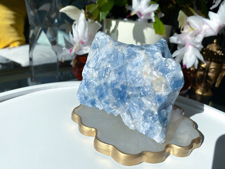 Blue Calcite Gummy 3" Chunk Raw Calcite - Get Exact Piece - Anxiety Relief - Clear Negative Energy - Communication - Calm- Throat Chakra