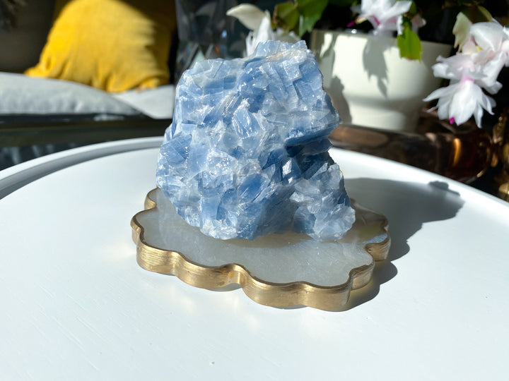 Blue Calcite Gummy 3" Chunk Raw Calcite - Get Exact Piece - Anxiety Relief - Clear Negative Energy - Communication - Calm- Throat Chakra