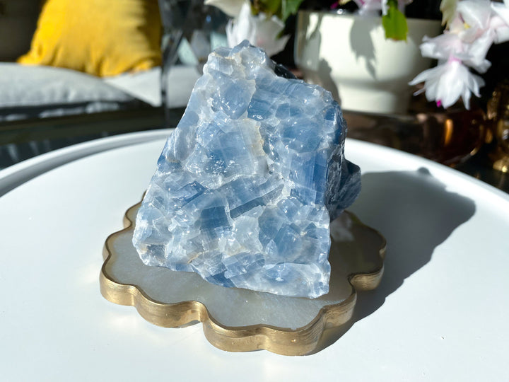 Blue Calcite Gummy 3" Chunk Raw Calcite - Get Exact Piece - Anxiety Relief - Clear Negative Energy - Communication - Calm- Throat Chakra