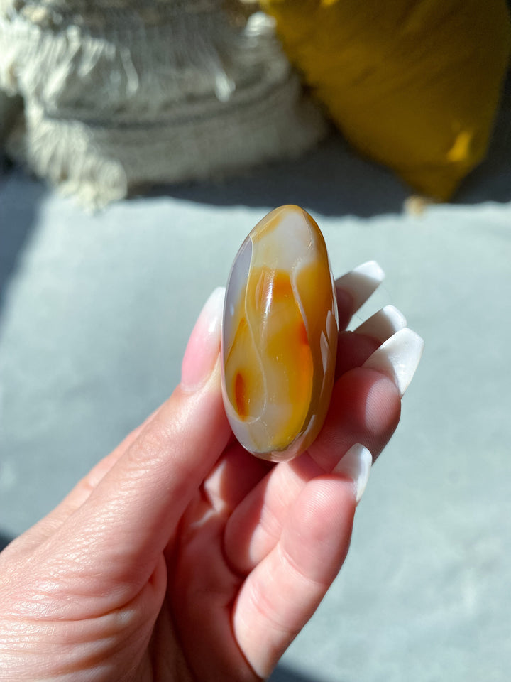 Duality Carnelian Palm Stone - Get Exact Crystal