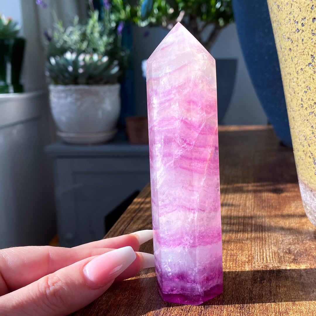 Large 4" Purple Fluorite Tower Point - Get Exact item - Balance - Intellect - Protection - Aura Cleanse - Communication - Visions