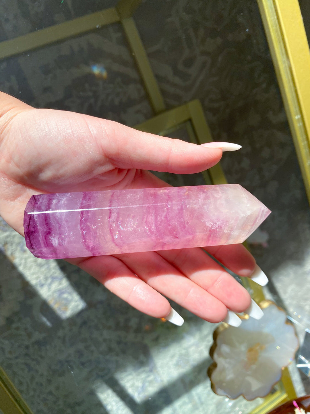 Large 4" Purple Fluorite Tower Point - Get Exact item - Balance - Intellect - Protection - Aura Cleanse - Communication - Visions