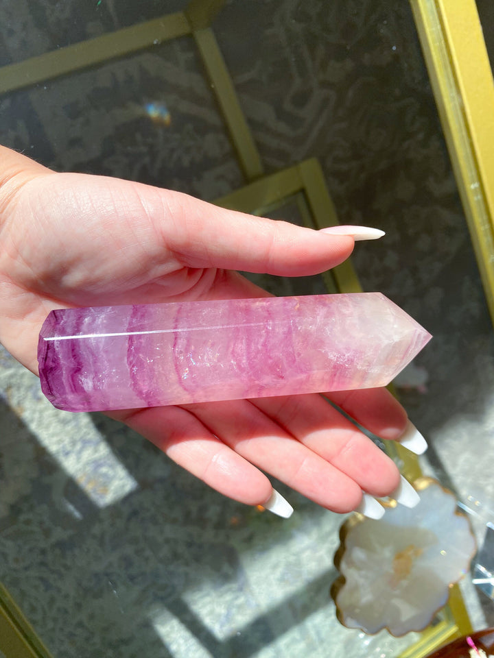Large 4" Purple Fluorite Tower Point - Get Exact item - Balance - Intellect - Protection - Aura Cleanse - Communication - Visions
