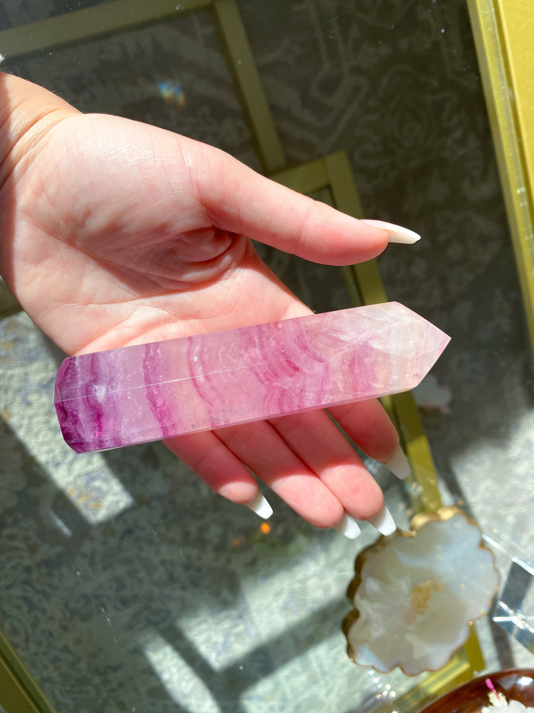 Large 4" Purple Fluorite Tower Point - Get Exact item - Balance - Intellect - Protection - Aura Cleanse - Communication - Visions