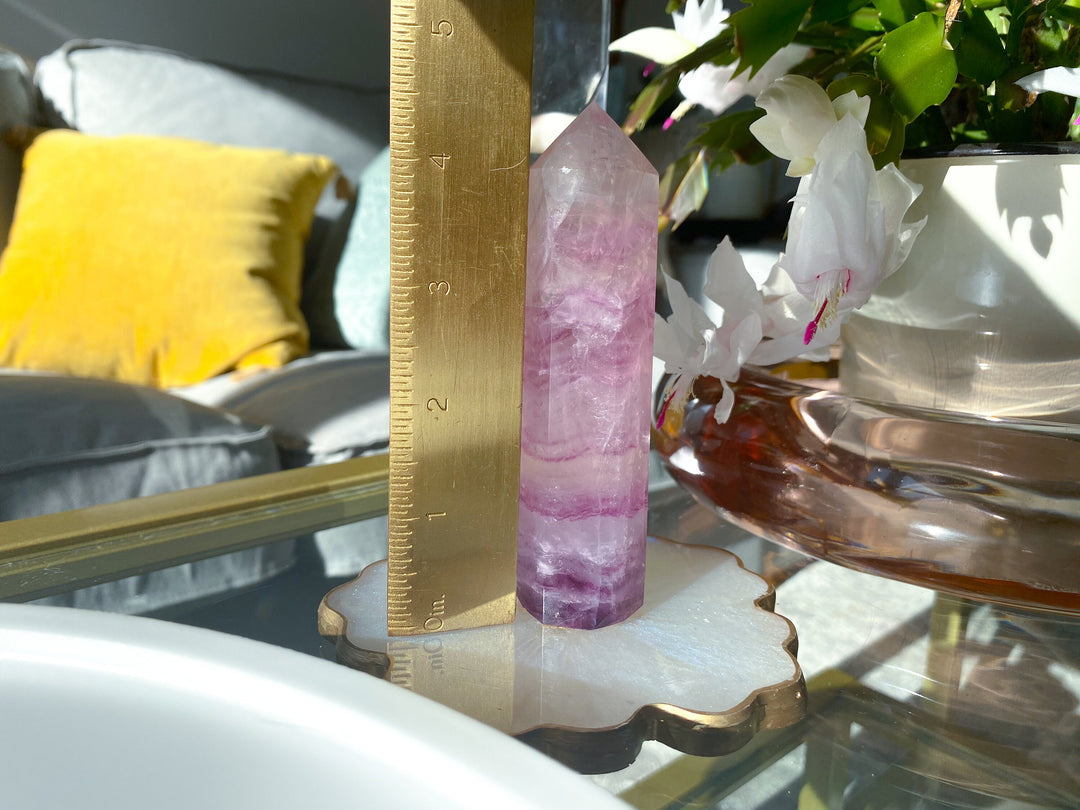Large 4" Purple Fluorite Tower Point - Get Exact item - Balance - Intellect - Protection - Aura Cleanse - Communication - Visions