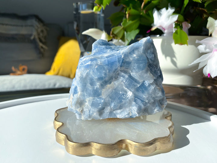 Blue Calcite Gummy 3" Chunk Raw Calcite - Get Exact Piece - Anxiety Relief - Clear Negative Energy - Communication - Calm- Throat Chakra