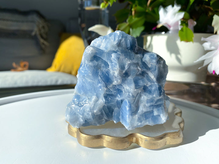 Blue Calcite Gummy 3" Chunk Raw Calcite - Get Exact Piece - Anxiety Relief - Clear Negative Energy - Communication - Calm- Throat Chakra