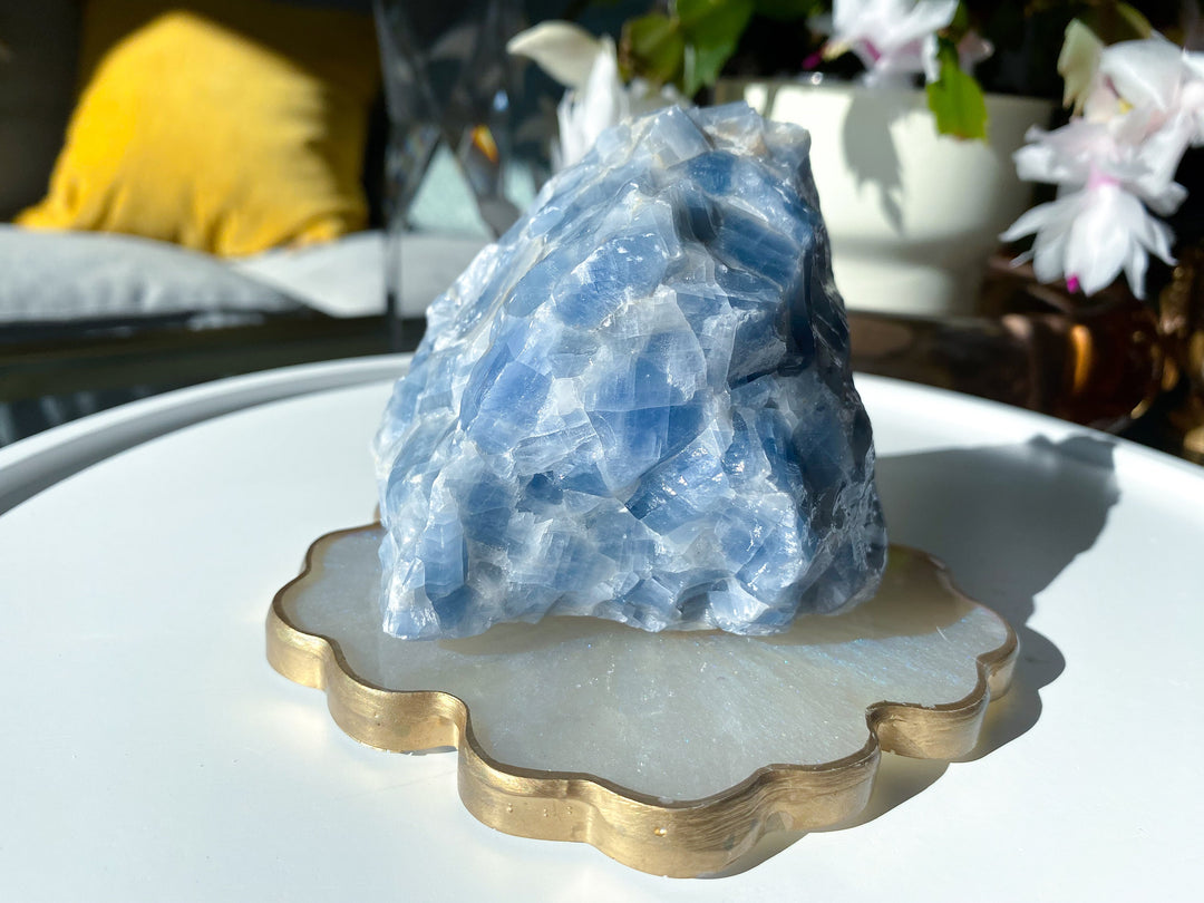 Blue Calcite Gummy 3" Chunk Raw Calcite - Get Exact Piece - Anxiety Relief - Clear Negative Energy - Communication - Calm- Throat Chakra