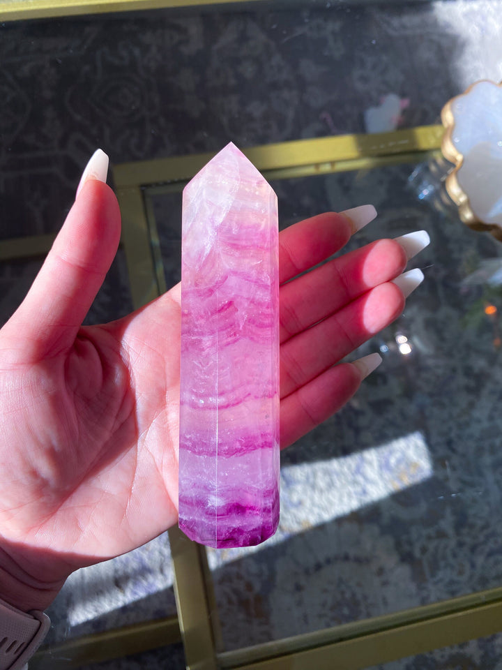 Large 4" Purple Fluorite Tower Point - Get Exact item - Balance - Intellect - Protection - Aura Cleanse - Communication - Visions