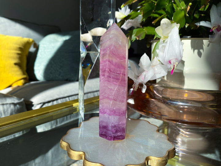 Large 4" Purple Fluorite Tower Point - Get Exact item - Balance - Intellect - Protection - Aura Cleanse - Communication - Visions