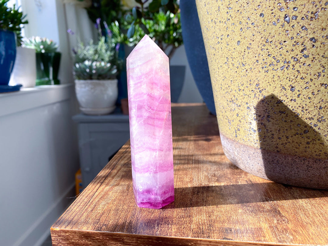 Large 4" Purple Fluorite Tower Point - Get Exact item - Balance - Intellect - Protection - Aura Cleanse - Communication - Visions