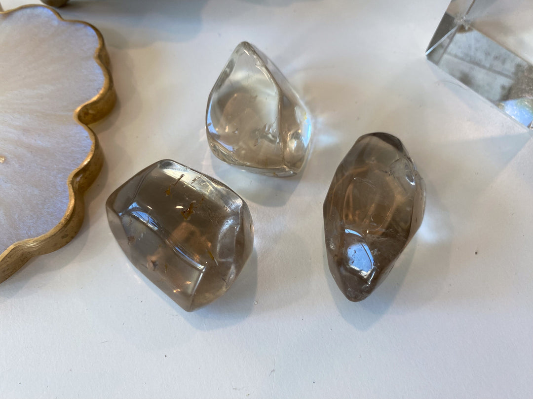 Faceted Smokey Quartz LARGE Tumble