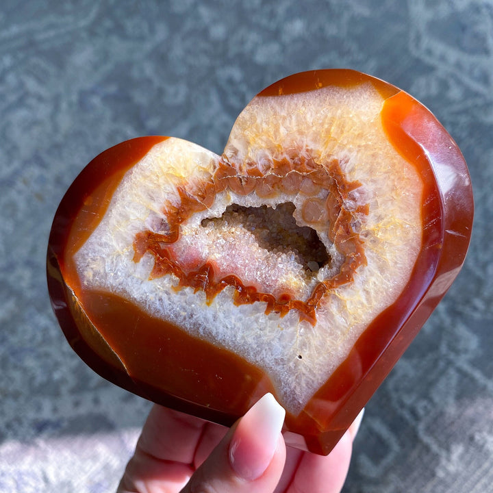 LARGE Carnelian Druzy Heart - Courage Crystal - Strength - Protection - Root, Sacral, Solar Plexus Chakra
