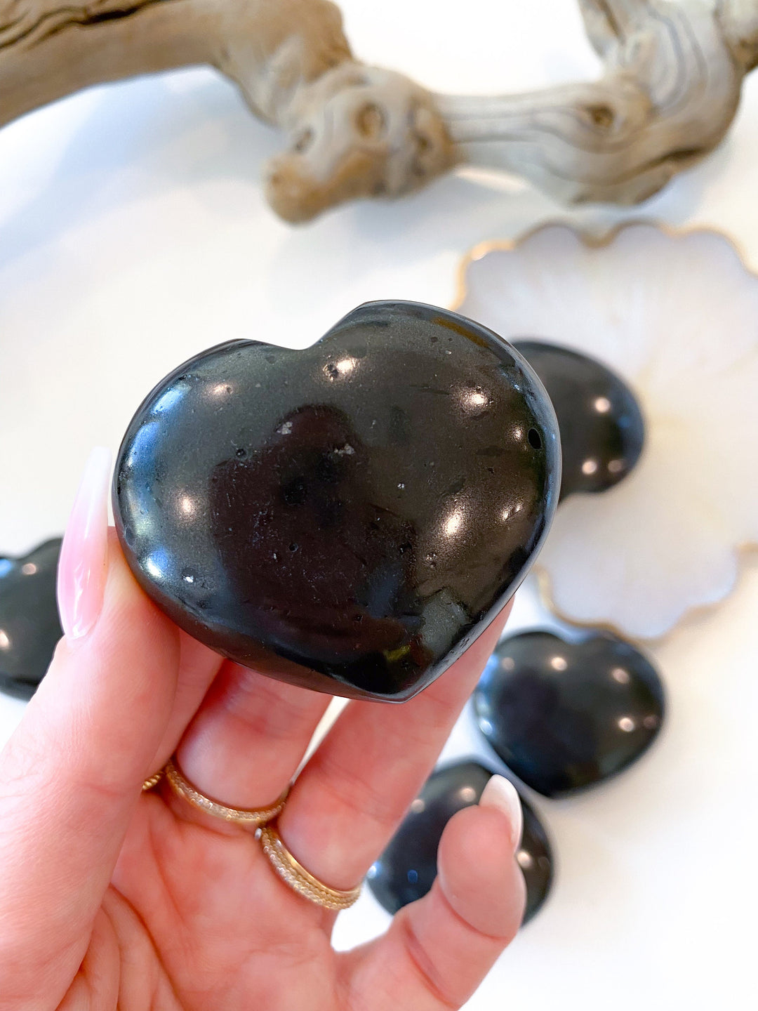 Black Tourmaline Heart 2" - Protection, Purification