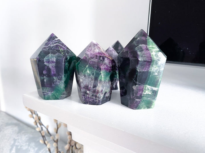 Deep Purple & Green Fluorite Polished Point