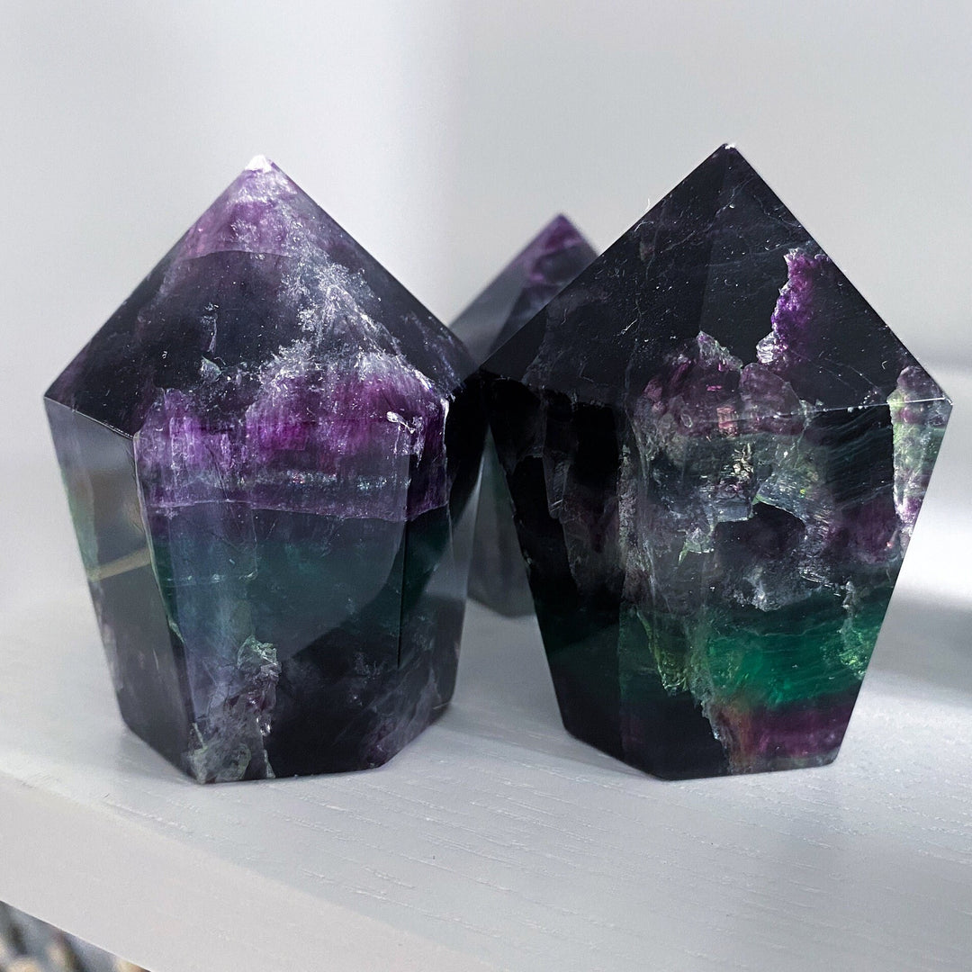 Deep Purple & Green Fluorite Polished Point