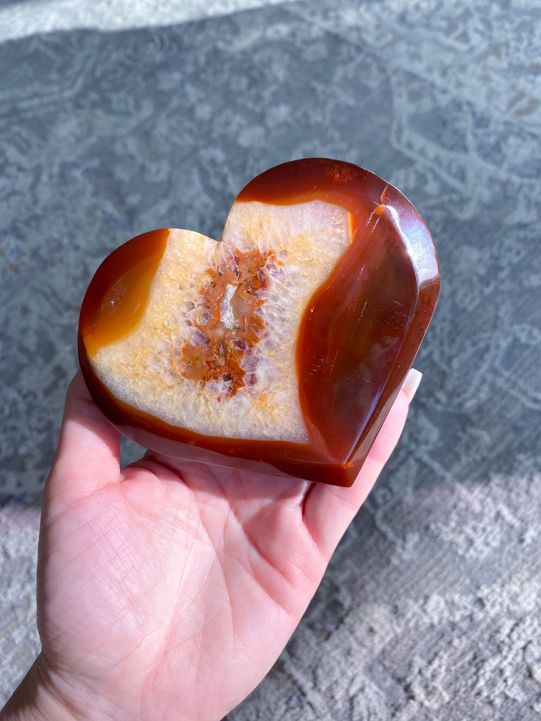 LARGE Carnelian Druzy Heart - Courage Crystal - Strength - Protection - Root, Sacral, Solar Plexus Chakra