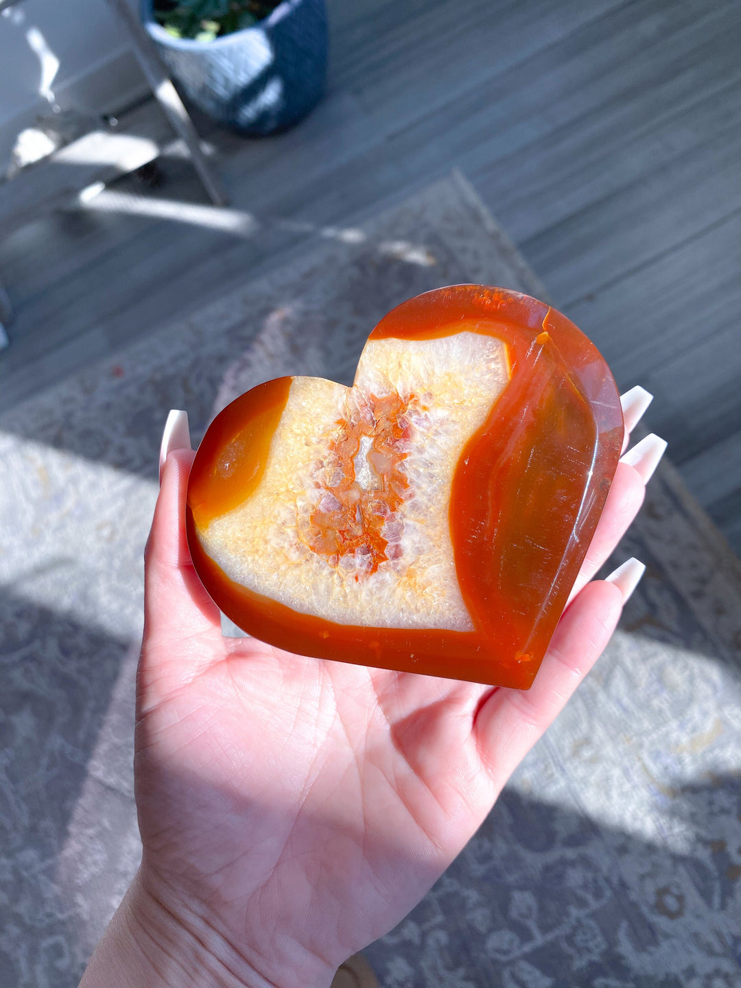 LARGE Carnelian Druzy Heart - Courage Crystal - Strength - Protection - Root, Sacral, Solar Plexus Chakra