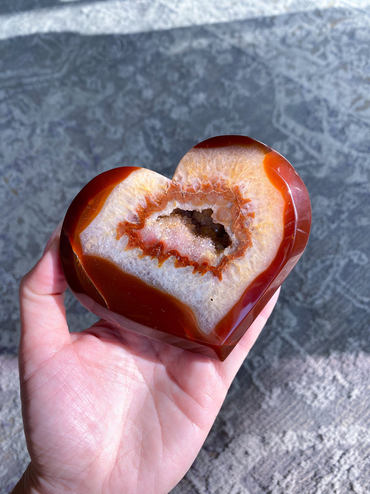 LARGE Carnelian Druzy Heart - Courage Crystal - Strength - Protection - Root, Sacral, Solar Plexus Chakra