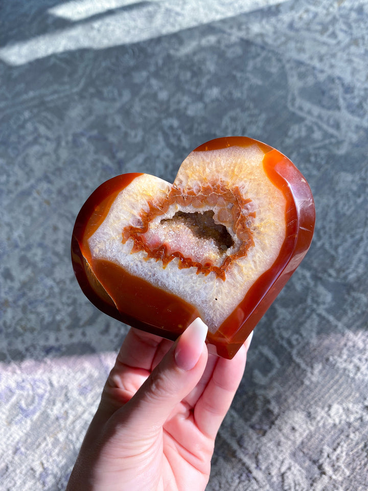 LARGE Carnelian Druzy Heart - Courage Crystal - Strength - Protection - Root, Sacral, Solar Plexus Chakra