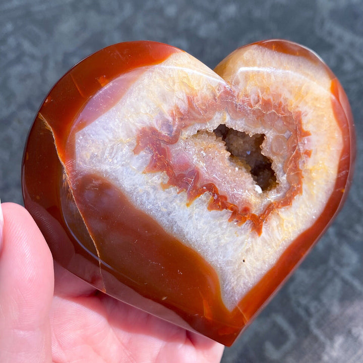 LARGE Carnelian Druzy Heart - Courage Crystal - Strength - Protection - Root, Sacral, Solar Plexus Chakra