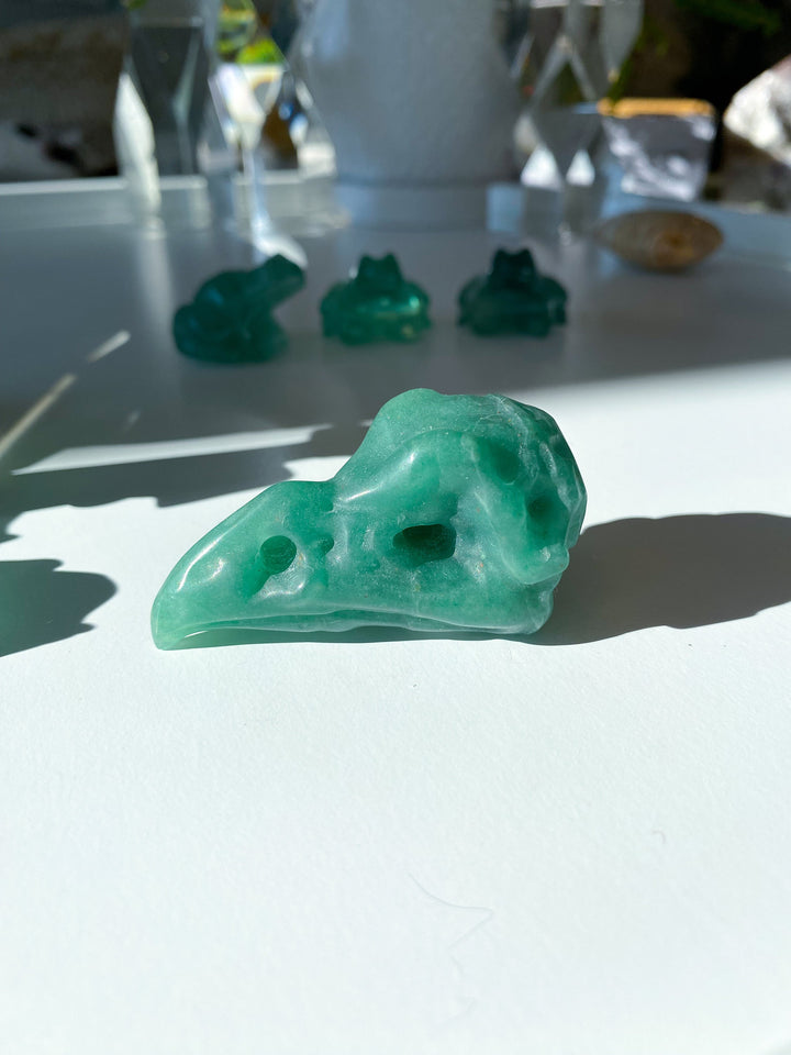 Green Aventurine Crow Skull 2" - Get This Exact Item - Health - Achievement - Success - Money - Remove Pain - Heart - Prosperity