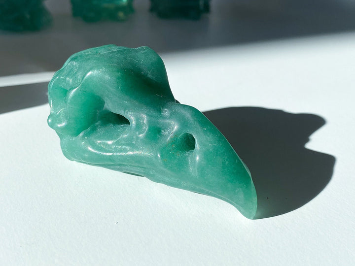 Green Aventurine Crow Skull 2" - Get This Exact Item - Health - Achievement - Success - Money - Remove Pain - Heart - Prosperity