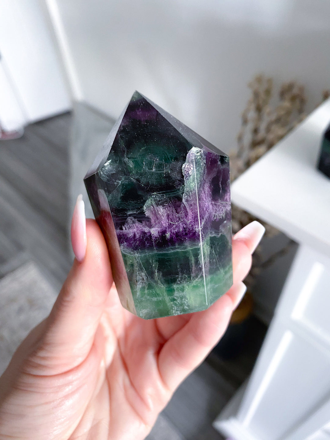 Deep Purple & Green Fluorite Polished Point