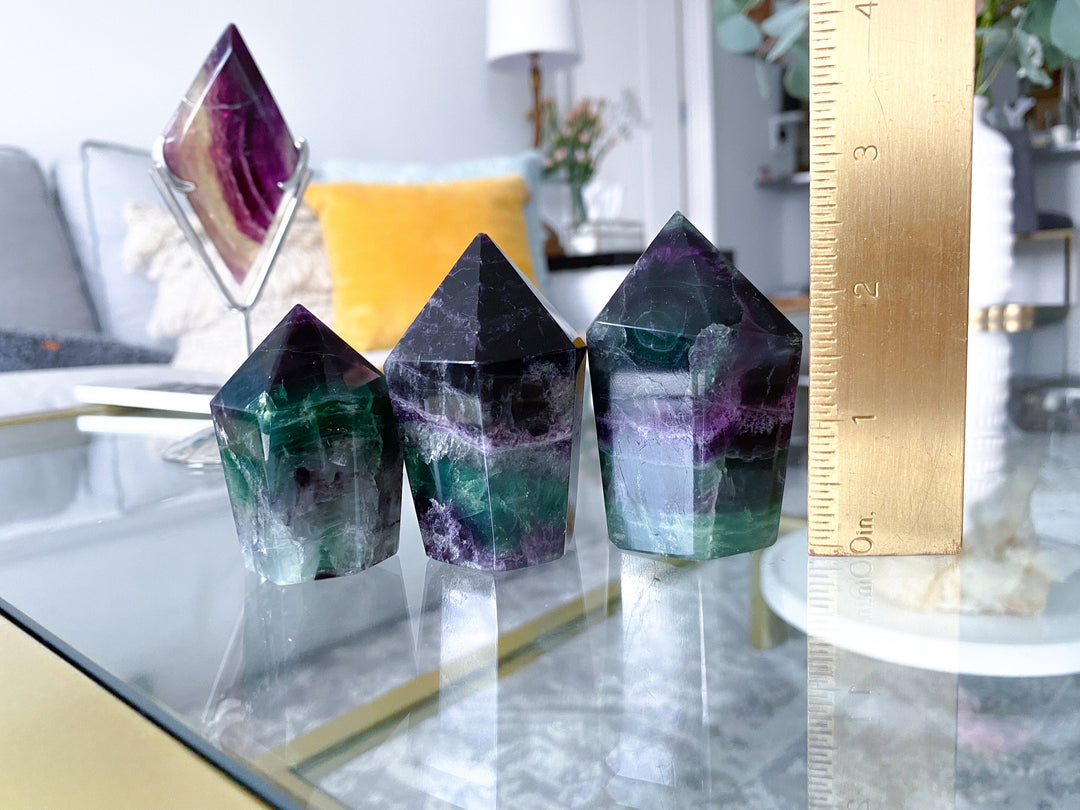 Deep Purple & Green Fluorite Polished Point