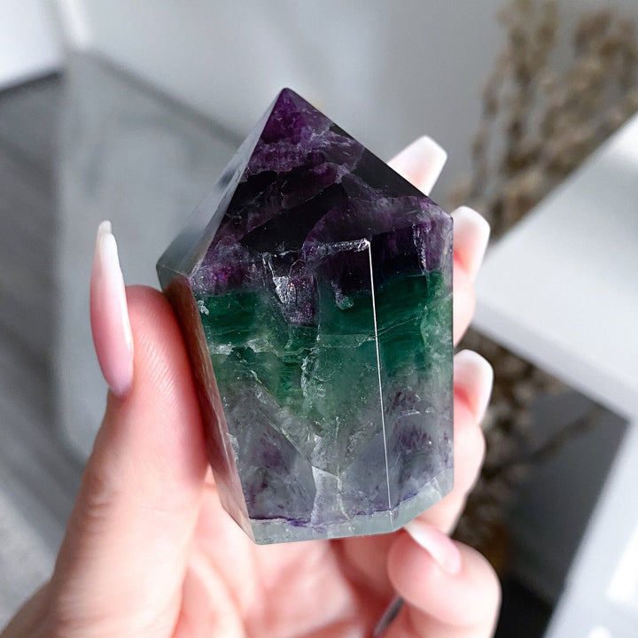 Deep Purple & Green Fluorite Polished Point