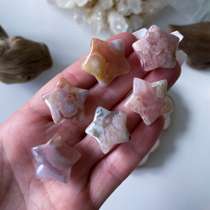 MINI Flower Agate Star Carving