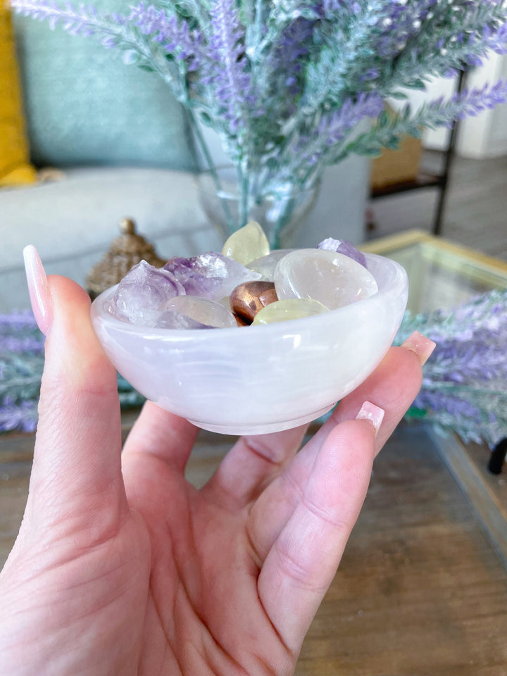 Small Pink Calcite Offering Bowl 3"