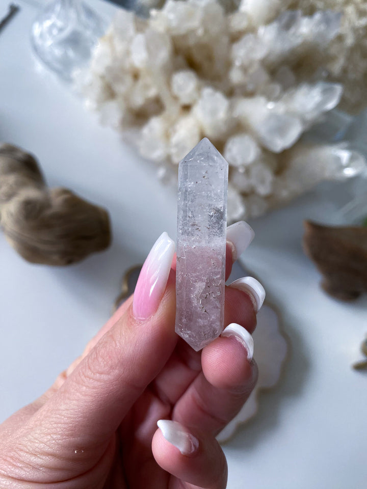 SET: Three Small Double Terminated Wand Points in Citrine, Rose Quartz, Clear Quartz - DT Wand