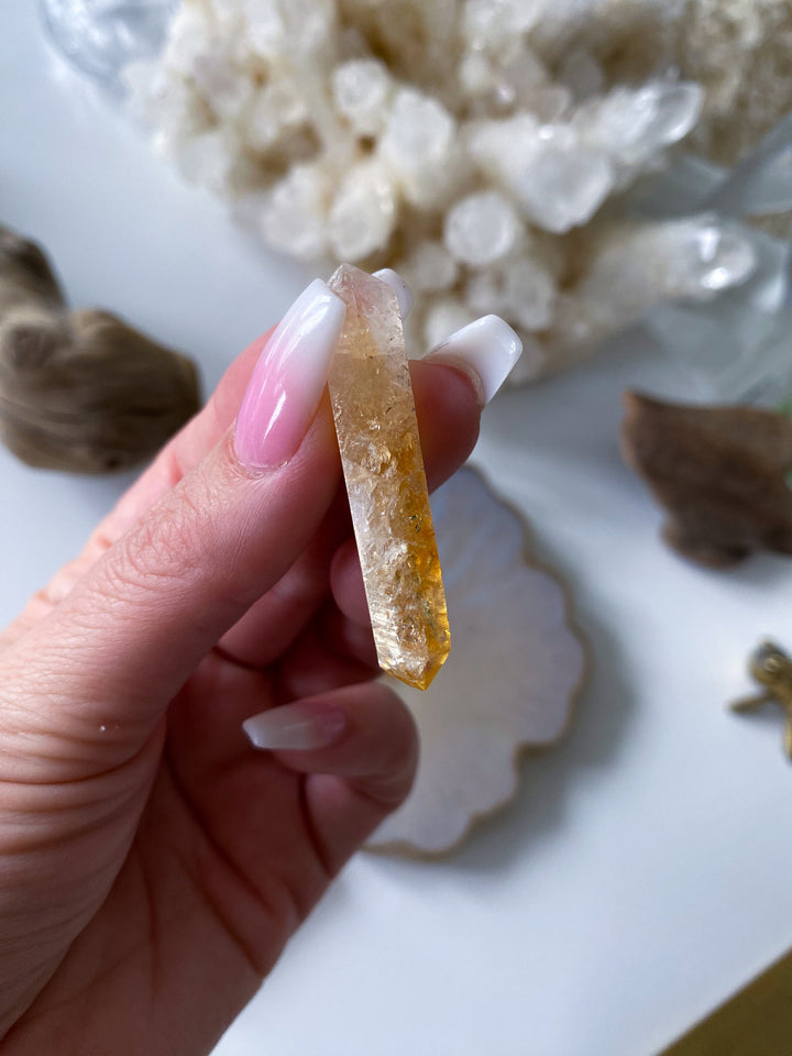 SET: Three Small Double Terminated Wand Points in Citrine, Rose Quartz, Clear Quartz - DT Wand
